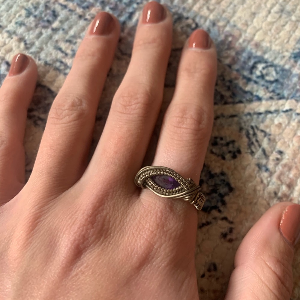 Handmade Wire Wrap Amethyst Ring Size 8